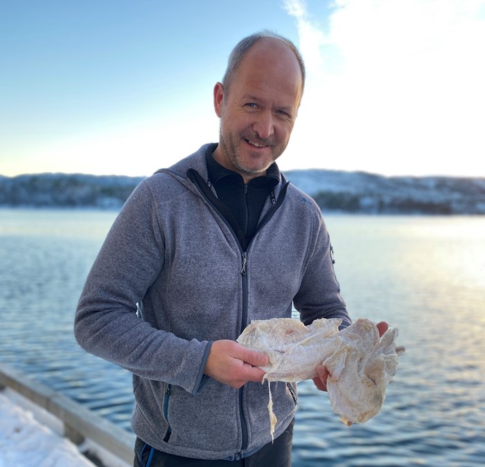 Claus med salta Fish face klar til forsendelse til Portugal.jpg